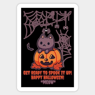 Cute Cat Pumpkin "Get Ready to SPOOK IT UP - Meow" Sticker